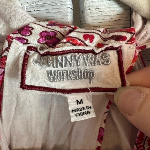Johnny Was White Red sleeveles dress linen Bahamian cotton lining hippie coastal - Picture 7 of 11